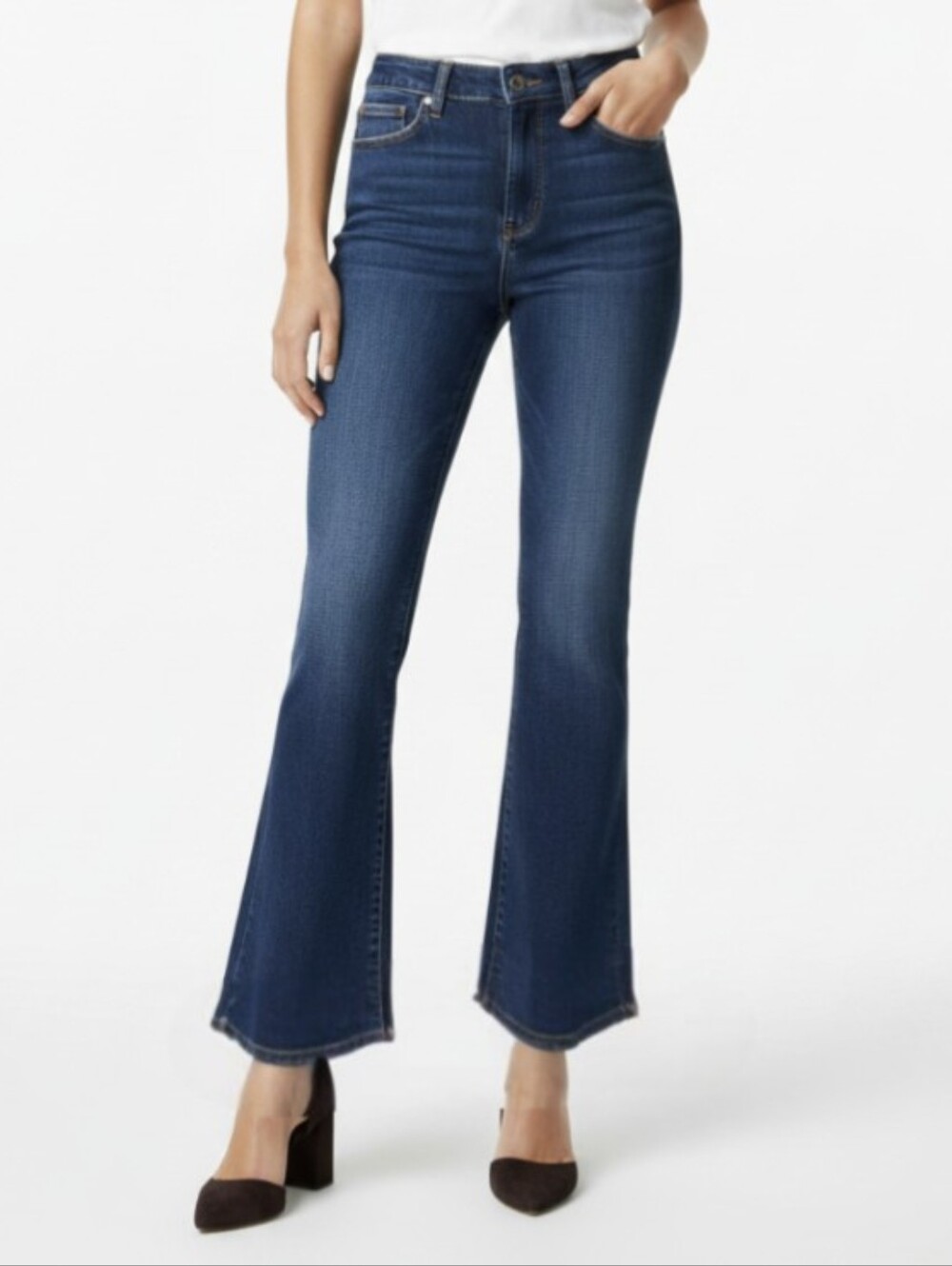 JUDY BLUE! NAVY BLUE DENIM W/FADE EXTRA WIDE BELL BOTTOMED HIGH WAIST JEANS! 3